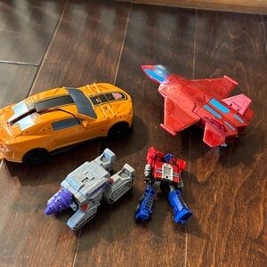 Transforming Robot and Vehicle Set - Red, Orange, Gray, Blue